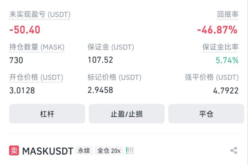 在mask这个币上，不知不觉已经扛了4天了