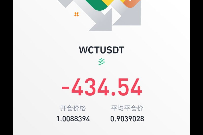 WCT这个币少赚几千u，亏了几百U，心情比上坟还难受